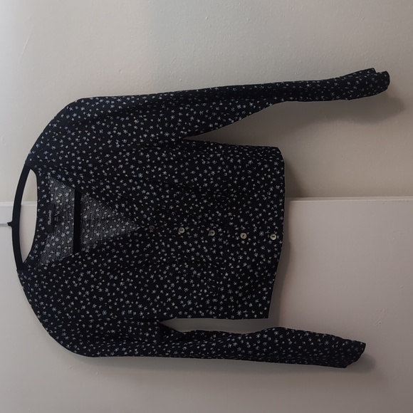 Madewell V-neck button front shirt fits XS blue floral EUC - Picture 6 of 8